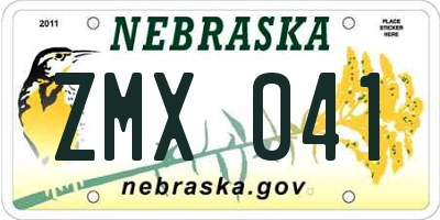NE license plate ZMX041