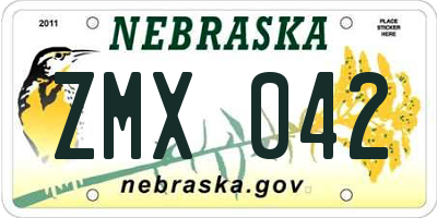 NE license plate ZMX042