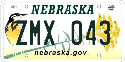 NE license plate ZMX043
