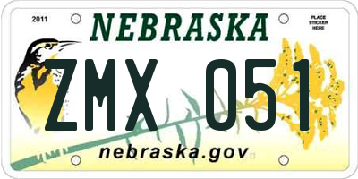 NE license plate ZMX051