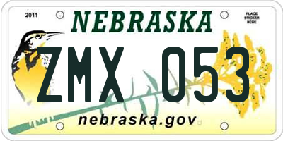 NE license plate ZMX053