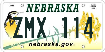 NE license plate ZMX114