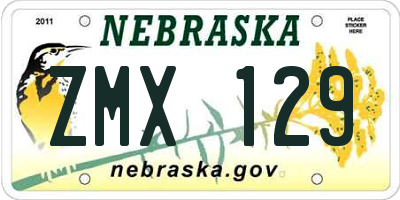 NE license plate ZMX129