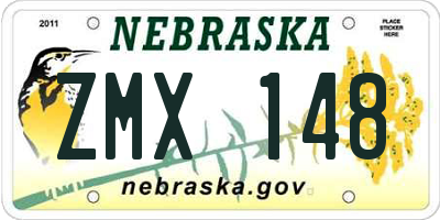 NE license plate ZMX148