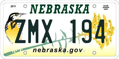 NE license plate ZMX194