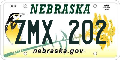 NE license plate ZMX202