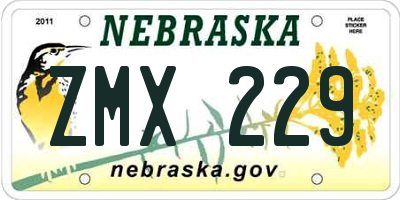 NE license plate ZMX229
