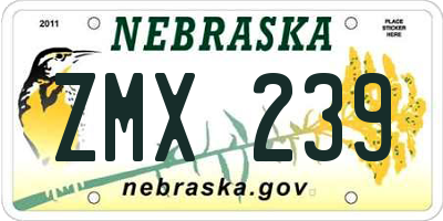 NE license plate ZMX239