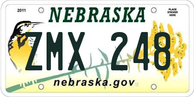 NE license plate ZMX248