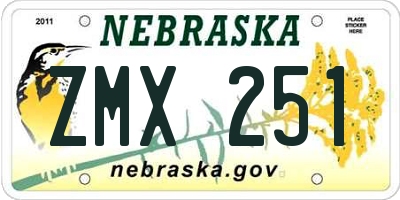 NE license plate ZMX251