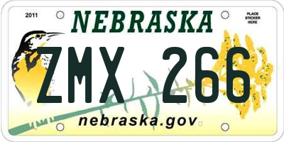 NE license plate ZMX266