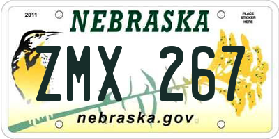 NE license plate ZMX267