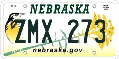 NE license plate ZMX273