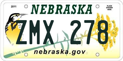 NE license plate ZMX278