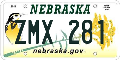 NE license plate ZMX281