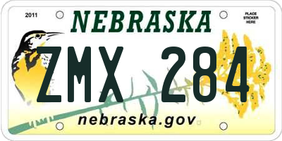 NE license plate ZMX284