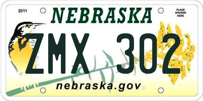 NE license plate ZMX302