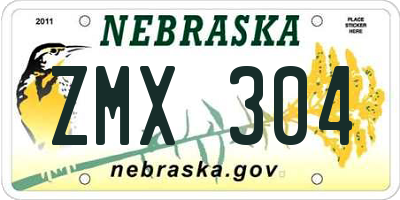 NE license plate ZMX304