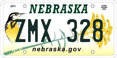 NE license plate ZMX328
