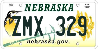 NE license plate ZMX329