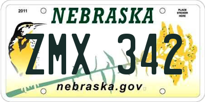 NE license plate ZMX342