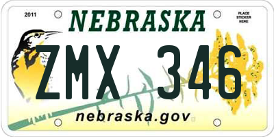 NE license plate ZMX346