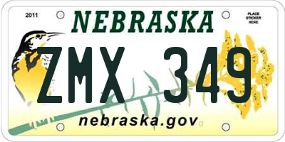 NE license plate ZMX349