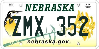 NE license plate ZMX352