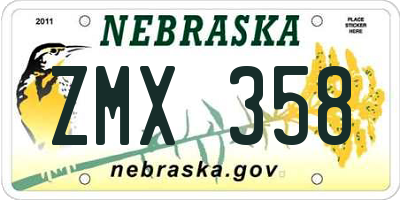 NE license plate ZMX358