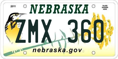 NE license plate ZMX360