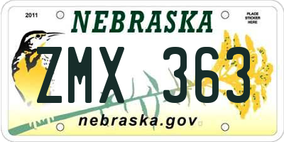 NE license plate ZMX363