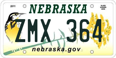 NE license plate ZMX364