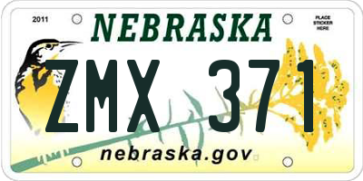 NE license plate ZMX371