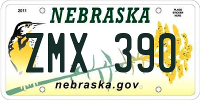 NE license plate ZMX390