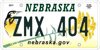 NE license plate ZMX404