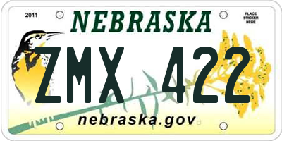 NE license plate ZMX422