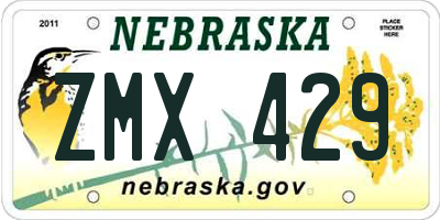 NE license plate ZMX429
