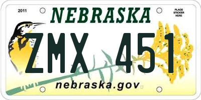NE license plate ZMX451