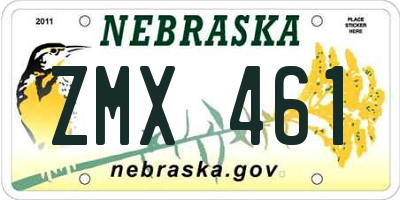 NE license plate ZMX461