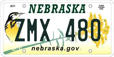 NE license plate ZMX480