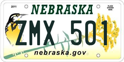 NE license plate ZMX501