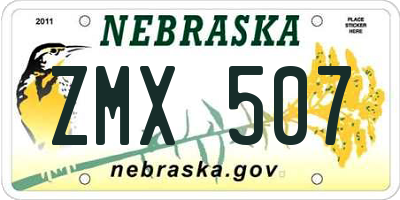 NE license plate ZMX507