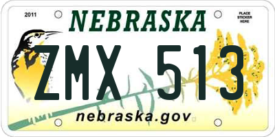 NE license plate ZMX513