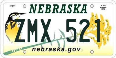 NE license plate ZMX521