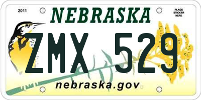 NE license plate ZMX529