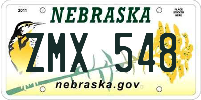 NE license plate ZMX548