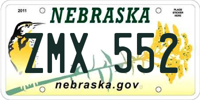 NE license plate ZMX552