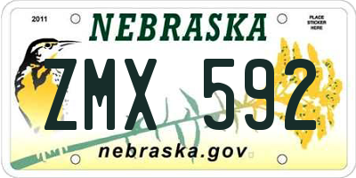 NE license plate ZMX592