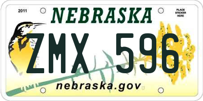 NE license plate ZMX596