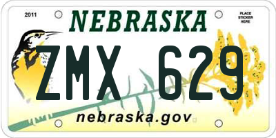 NE license plate ZMX629